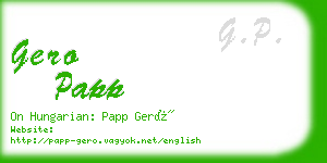 gero papp business card